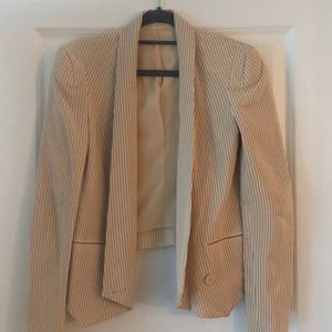 Silk cream and dark brown striped blazer